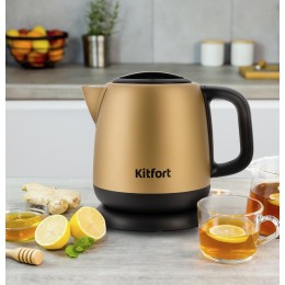 Чайник электрический Kitfort KT-6111 1л. 1630Вт золотистый/черный корпус: металл/пластик (КТ-6111)