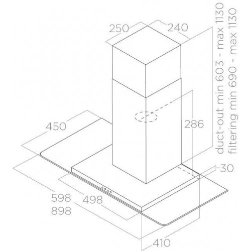 Вытяжка каминная Elica Flat Glass IX/A/90 нержавеющая сталь управление: кнопочное (1 мотор)