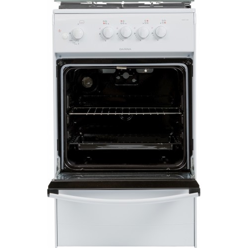 Плита Газовая Darina 1B1 GM 441 008 W белый/черный (стеклянная крышка) реш.чугун