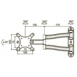 Кронштейн для телевизора Kromax TECHNO-1 темно-серый 10"-26" макс.15кг настенный поворот и наклон
