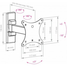 Кронштейн для телевизора Arm Media MARS-1 черный 10"-32" макс.20кг настенный поворот и наклон