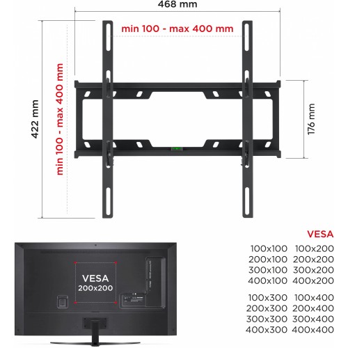 Кронштейн для телевизора Holder T4624-B черный 32"-55" макс.40кг настенный наклон