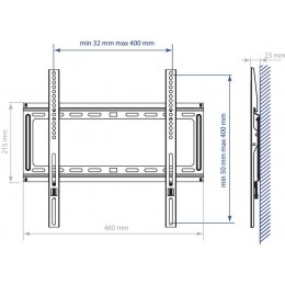 Кронштейн для телевизора Kromax IDEAL-3 черный 22"-65" макс.50кг настенный фиксированный