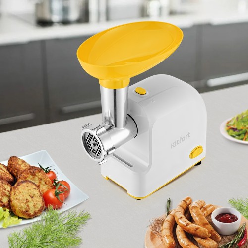 Мясорубка Kitfort КТ-2113-2 1000Вт белый/желтый