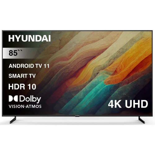 Телевизор LED Hyundai 85" H-LED85BU7007 Android TV Metal черный/черный 4K Ultra HD 60Hz DVB-T DVB-T2 DVB-C DVB-S DVB-S2 USB WiFi Smart TV