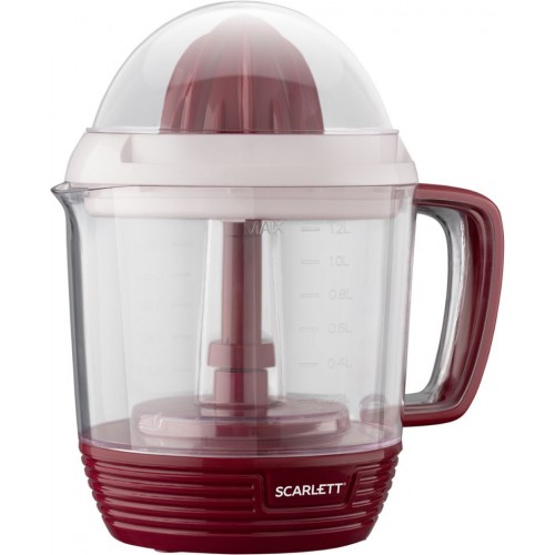 Соковыжималка цитрусовая Scarlett SC-JE50C08 25Вт рез.сок.:1200мл. красный/белый