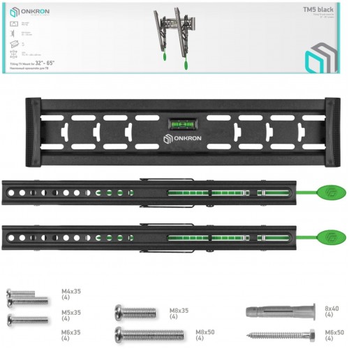 Кронштейн для телевизора Onkron TM5 черный 32-70 (макс. 68кг) - настенный наклонный крепеж