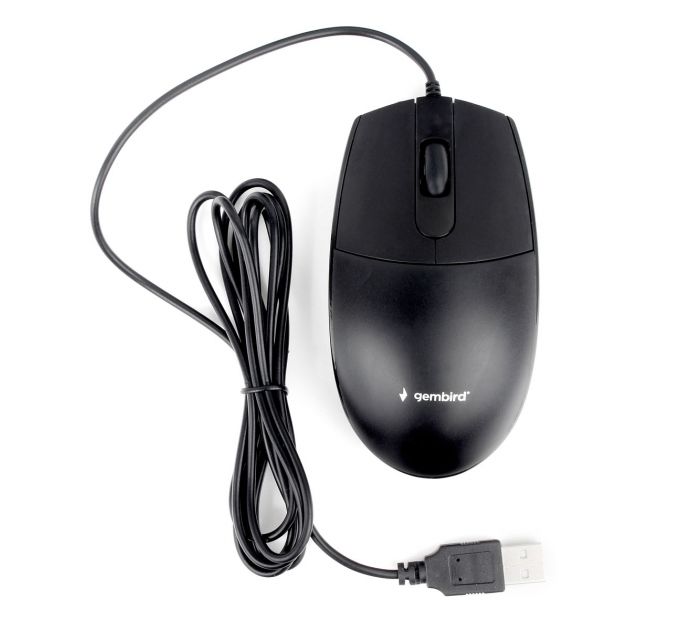 Мышь проводная Gembird MOP-420 черный, 1000 dpi, USB, кнопки - 3