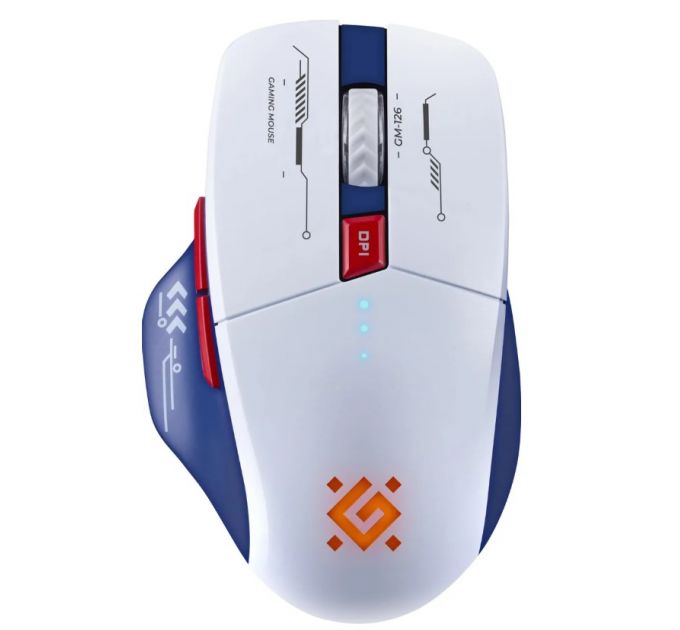 Мышь беспроводная Defender Tisa GM-126 белый/синий, 1600 dpi, радиоканал, Bluetooth, USB, кнопки - 6