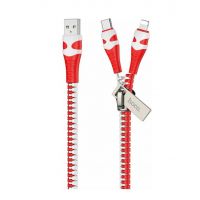 Кабель USB 2.0  на молнии HOCO U97 AM/Type-C/Lightning красный-белый, 1.2м