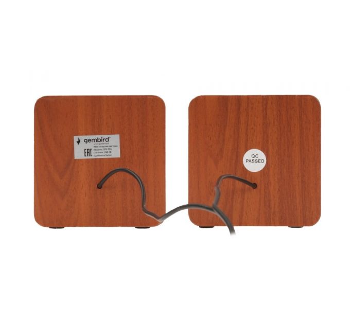 Акустич. система 2.0 Gembird SPK-206, МДФ, коричневый, 5 Вт, регулятор громкости, USB-питание