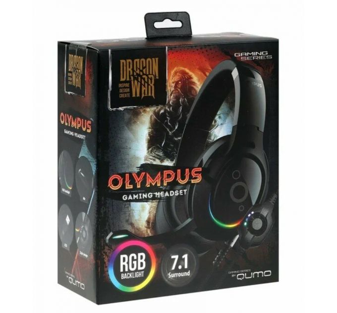 Гарнитура Qumo Olimpus GHS 0024, звук 7.1 с микрофоном, USB подключение, RGB управляемая подсветка