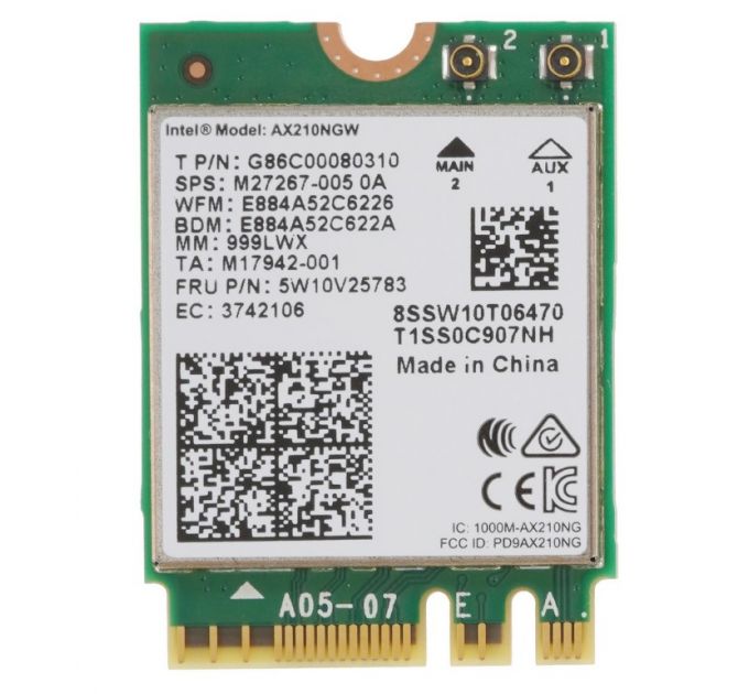 Адаптер беспроводных локальных сетей Intel® Wi-Fi 6E AX210 (Gig+) (AX210NGW)