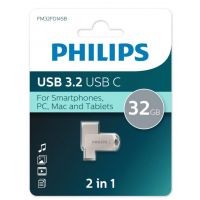 Флеш диск 32Gb PHILIPS 2-in-1 USB 3.2 USB C, OTG, USB 3.2/Type-C, Металл, 100 MB/s