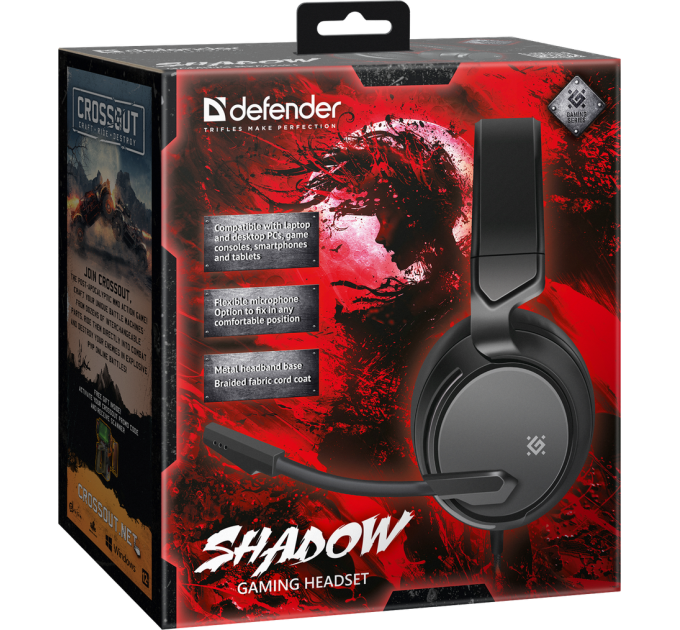 Гарнитура GAMING SHADOW BLACK 64600 DEFENDER