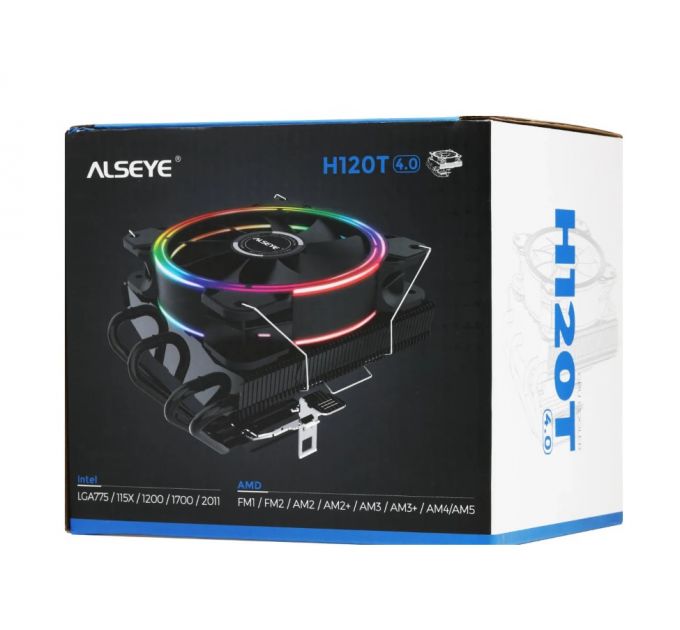 Кулер для процессора Alseye H120T черный, 120 мм, алюминий/медь, 2000 об/мин, 35.5 дБ, 4 pin, 125 В