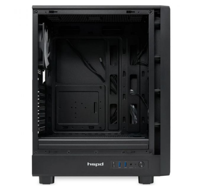 Корпус без блока питания HSPD M510, Mesh Mid Tower, черный, TG, 0.5 SPCC, no fans ATX, mATX, mITX 18