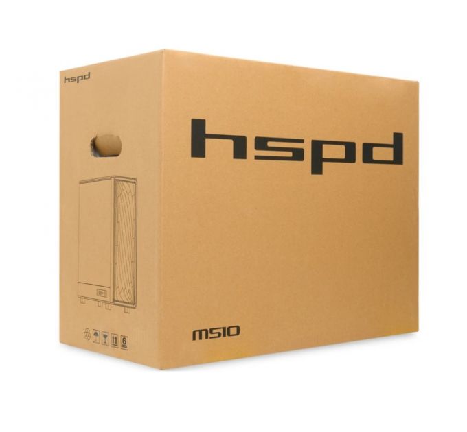 Корпус без блока питания HSPD M510, Mesh Mid Tower, черный, TG, 0.5 SPCC, no fans ATX, mATX, mITX 18