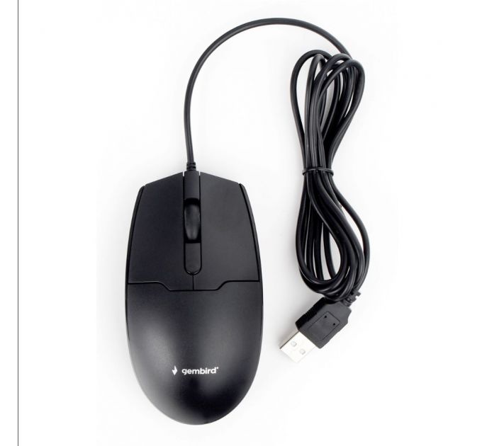 Мышь Gembird MOP-425, USB, черный, 2кн.+колесо-кнопка, 1000 DPI, кабель 1.8м