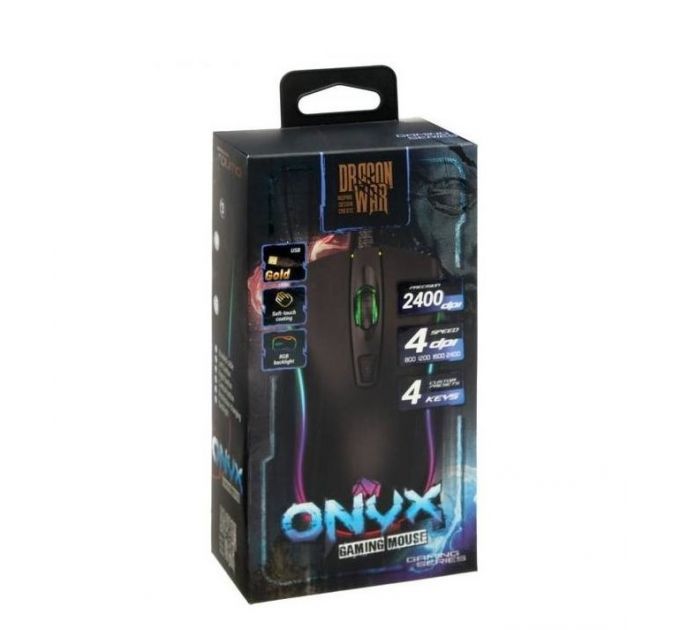Мышь проводная Qumo Onyx RGB M73 черный, 2400 dpi, USB, кнопки - 4