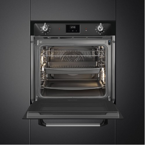 Встраиваемая электрическая духовка SMEG SOP6900TN - Многофункциональный духовой шкаф с пиролизом, 60 см, 9 функций, черный