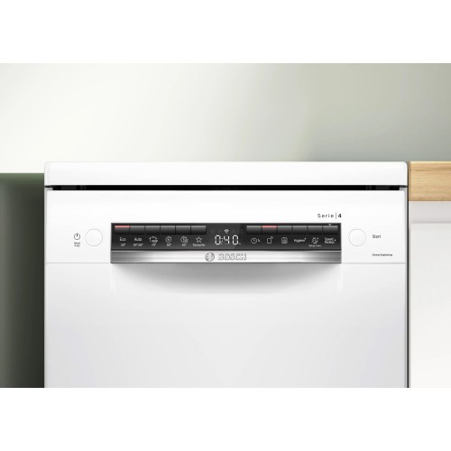 Отдельностоящая посудомоечная машина Bosch, 45 см, 10 комплектов, 5 программ, электронное управление, дисплей, отсрочка старта, уровень шума 46 дБ, энергоэффективность А+, цвет белый