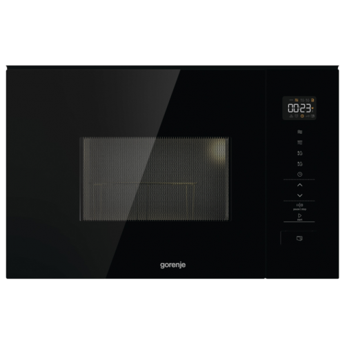 Встраиваемая микроволновая печь Gorenje 20 л с грилем, 8 автопрограммами и сенсорным управлением - черная