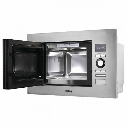 Встраиваемая микроволновая печь Korting 20 л, 900 Вт с грилем, электронным управлением и LED дисплеем - нержавеющая сталь, 38.8х59.4х34.5 см