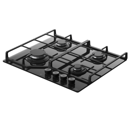 Варочная поверхность MONSHER MGG 62 Noir, 59 см, газ, чугунные решетки, газ-контроль, электроподжиг, черное стекло