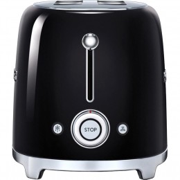 Тостер Smeg tsf01bleu, 50-е, 2 ломтика, нержавеющая сталь, 6 уровней поджаривания, черный