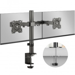 Кронштейн для 2-х мониторов ONKRON D221E Black, 13-32, струбцина, наклон -45°/+45°, поворот 360°, вылет 0-381мм, макс. нагрузка 2x8кг.