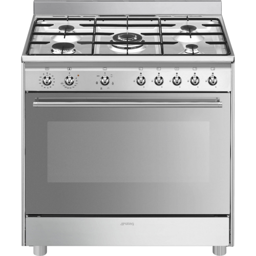 Варочный центр Smeg Classica Concerto 90x60 см - газовая варочная поверхность и электрическая духовка с 5 конфорками, 115 л и галогеновой подсветкой