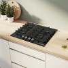 Газ, 60 см, закаленное стекло, независимая, черная