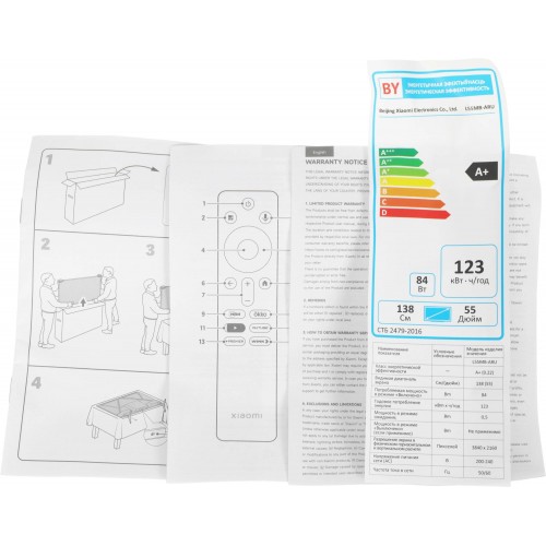 Телевизор LED Xiaomi 55 TV A 55 2026 черный - 4K Ultra HD, 60Hz, Smart TV с MEMC, DVB-T2, DVB-C, DVB-S2, USB и WiFi