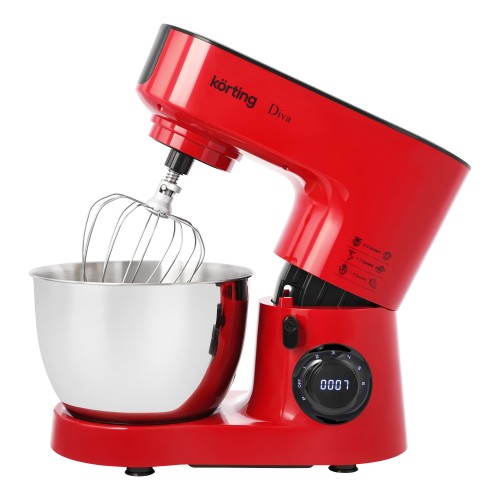 Кухонная машина Korting KKM 0103 Diva - 1500 Вт, 6.3 л, 6 скоростей, красная