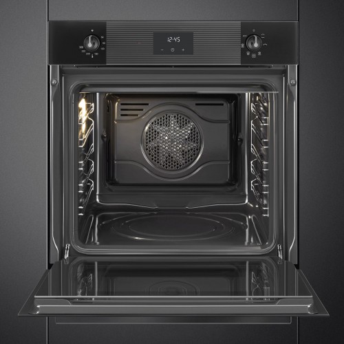 Встраиваемая электрическая духовка SMEG 60 см - Многофункциональный духовой шкаф, 6 функций, Deep Black, класс А