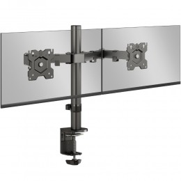 Кронштейн для 2-х мониторов ONKRON D221E Black, 13-32, струбцина, наклон -45°/+45°, поворот 360°, вылет 0-381мм, макс. нагрузка 2x8кг.