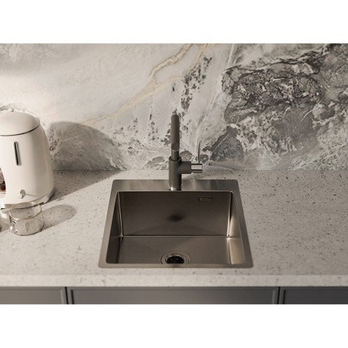 Rivelato Rinox 4450 PVD black Мойка нерж.сталь 1 чаша 440*500*200 мм, монтаж: врезной, материал: нержавеющая сталь, цвет: черный