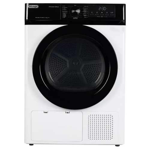 Сушильная машина Delonghi/ Сушильная машина Delonghi, глубина 59 см, тепловой насос, загрузка 8 кг, 15 программ, электронное управление, индикация заполнения фильтра, 3 уровня сушки, отсрочка запуска, энергоэффективность А++, цвет белый