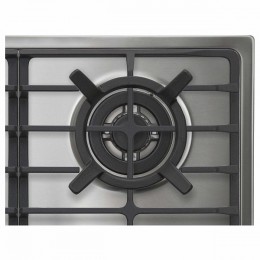 Варочная панель Korting hg 665 ctgx, газовая, 60x51 см, электроподжиг, газ-контроль, чугунные решетки, WOK, нержавеющая сталь+стекло Crystal.