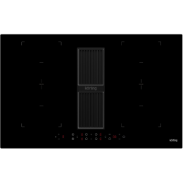 Варочная панель KORTING HIBH 84980 NB, 83 см, индукционная, с интегрированной вытяжкой, 4 конфорки, Bridge, слайдерное управление.