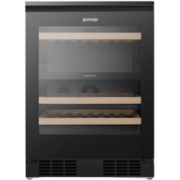 Винный шкаф Gorenje/ Винный шкаф Gorenje, ВхШхГ 819х595х575 мм, объем 138 л, вместительность 46 бутылок, 4 полки, цифровой дисплей, Wi-Fi, LED освещение, защита от УФ-излучения, энергоэффективность А+, цвет черный