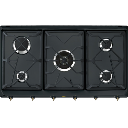 Встраиваемая газовая панель SMEG srv896aogh, 90 см, антрацит, 5 газовых горелок, латунные переключатели.