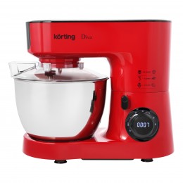 Кухонная машина Korting KKM 0103 Diva, 1500 Вт, 6.3 л, 6 скоростей, красная
