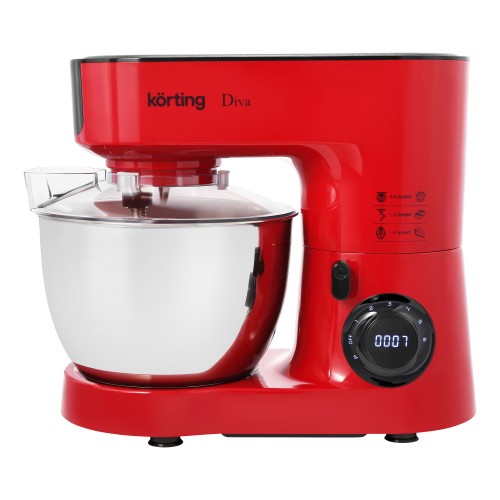 Кухонная машина Korting KKM 0103 Diva - 1500 Вт, 6.3 л, 6 скоростей, красная