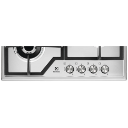 ELECTROLUX CGS6436BX - Газовая варочная поверхность, нержавеющая сталь, 8550 Вт, WOK, электроподжиг, газ-контроль, чугунные решетки, 59.5x51 см.