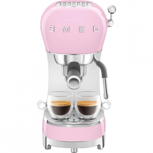 Ручная кофемашина Smeg, стиль 50-х, регулируемая температура кофе, давление 15 бар, емкость контейнера для воды 1.1 л, цвет розовый