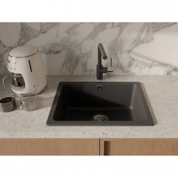 RIVELATO Мойка BERKANA 50 1-чаш 560*430, монтаж: универсальный, материал: кварц, цвет: антрацит
