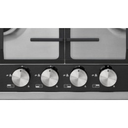 Варочная панель Korting hg 665 ctgx, газовая, 60x51 см, электроподжиг, газ-контроль, чугунные решетки, WOK, нержавеющая сталь+стекло Crystal.