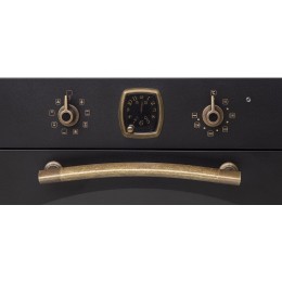 Встраиваемый духовой шкаф Korting OKB 481 CRN, 59.8x59.5x56 см, 8 режимов, гриль, таймер, телескопические направляющие, черный+бронза.
